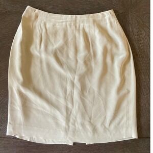 Hugo Buscati Collection Tan 100% Silk Pencil Skirt Size 6 Lined Career Classic
